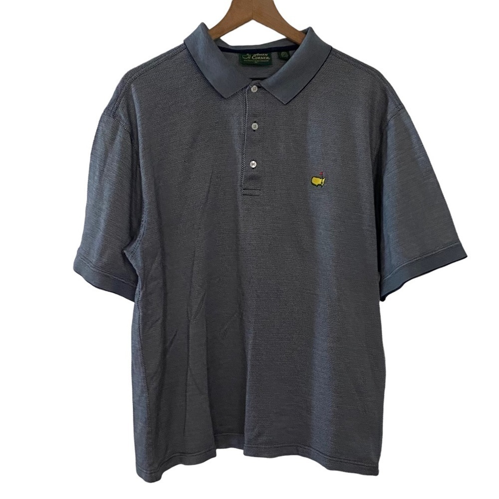 Amen Corner Masters Performance Tech Navy and Grey Micro Stripe Polo‎ SZ …